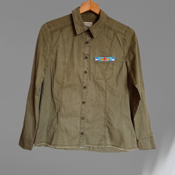 Billabong Women's Light Washed Army Green Jacket/Shirt - Picture 1 of 16